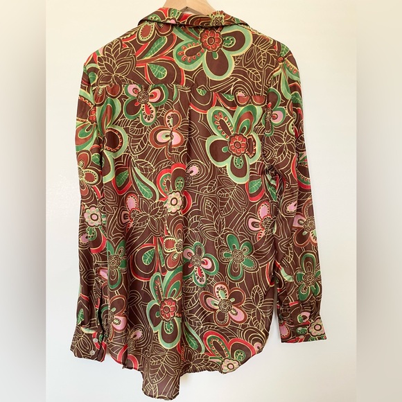 Alix of Bohemia Gogo Silk Shirt Chocolate Brown Medium 086/352 - Picture 4 of 4